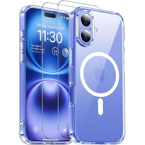 SPIDERCASE Designed for iPhone 16 Plus Case,Built-in Camera Protection with 2Pcs Screen Protectors [Not Yellowing] Slim Protective Phone Case for iPhone 16 Plus 6.7'',Clear