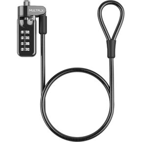Laptop Combination Security Lock | Anti-theft Protection For All Laptops | Cut Resistant Steel Security Cable | 4 Resettable Digit Combination Lock | 1.7m Cable Length