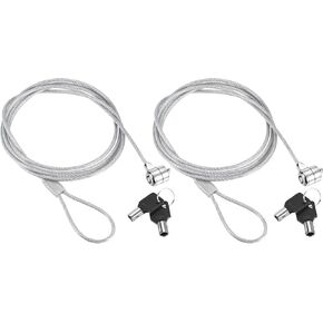 YOKIVE 2 Pcs Laptop Cable Lock, Security Cable | Hardware Anti Theft Locks with 2 Keys Great for Computer Monitor Notebooks (Silver Tone, 6-Feet)