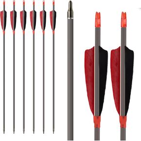 Archery Carbon Arrows, High Percentage Carbon-Fiber Arrow Spine 400 with 4" Real Feathers 100 Grain Points for Hunting/Targeting Compound/Recurve/Long Bow 6Pack (28inch)