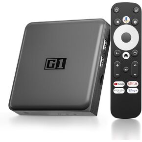Android TV 11.0 Smart TV Box G1, 4GB RAM + 32GB Storage, Ultra 4K HDR10+, AV1, WiFi 6, Bluetooth 5.0, Voice Remote Control (Black)