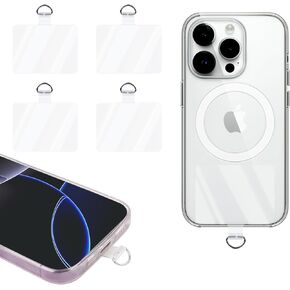 AULEEP 4pcs Phone Tether Tab for iPhone, Transparent Phone Lanyard Patch for All Cell Phone Case
