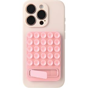 2 in 1 Suction Cup Phone Mount,Hands-Free Sticky Phone Grip Mount,Multi-Purpose Phone Sticky Grip for iPhone and Android for Phone，Suction Phone Mount for Selfies and Tiktok Video(Light Pink)