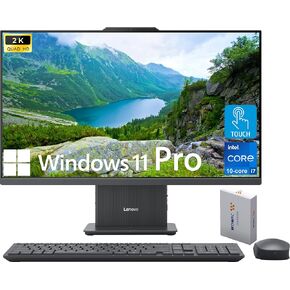 Lenovo IdeaCentre All-in-One Desktop Computer, 27" QHD IPS Touchscreen, 10-core Intel Core i7-13620H, 64GB DDR5, 1TB SSD, Wireless Charging Base, Wireless KB&Mouse, Win 11 Pro, WOWPC Bundle