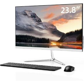 All in One Desktop Computer, All in One Computers 23.8" FHD Display, Celeron N5095 Processor, 16GB RAM, 512GB SSD, WiFi, HDMI, 4 USB Ports, Mouse & Keyboard for Home, Business Work