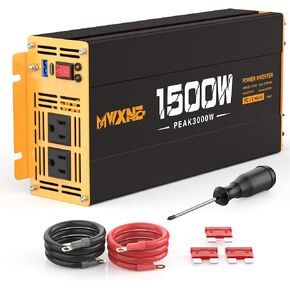 1500W Power Inverter, 12V DC to 120V AC Converter with Dual AC Outlets,QC3.0 18W USB and 30W Type-C, Car Inverter for Truck RV Home - Navy Blue/Black