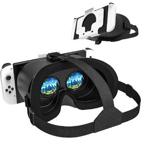 سماعة VR لـ Nintendo Switch & OLED Model تم ترقيتها ، نظارات الواقع الافتراضي VR مع عدسات HD قابلة للتعديل حزام رأس مريح ، نظارات ثلاثية الأبعاد لـ Nintendo Switch ألعاب OLED VR Cool for Kids Boys