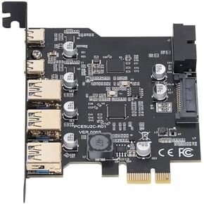 USB PCIe Card, PCIe to USB 3.2 Gen 1 Card 20Gbps 5 Port (3 USB Type A & 2 USB Type C Ports) PCI Express Expansion Card for for Linux for OS X PC