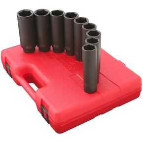 SUNEX TOOLS 2851 1/2-Inch Drive 5-Inch Extra Long Deep Metric Impact Socket Set, 12 Piece