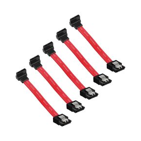SATA III Data Cable, 3-Inch Sata 6.0 Gbps 7pin Short Data Cable, SATA III Female to Upward Right Angle Female Data Cable(5 Packs), Compatible with 2.5" SSD, 3.5" HDD Drives (Red)