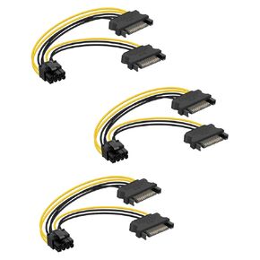 Dual SATA 15Pin to 8-Pin(6+2 pin),Dual SATA to PCI-E Power Cable,SATA Male to 8 Pin Female Video Card Power Supply Cable