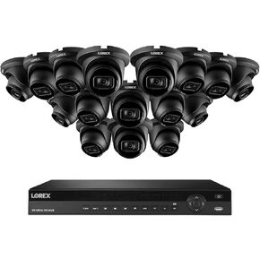 Lorex Nocturnal 3 4K 16-Channel 4TB Wired NVR System with Smart IP Dome Cameras with 30FPS Recording and Listen-in Audio - (16 Cam/Black)