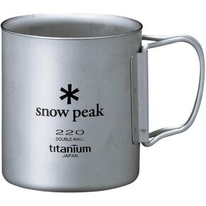 Snow Peak MG-051FHR Titanium Double Mug, 7.8 fl oz (220 ml) Capacity, Folding Handle