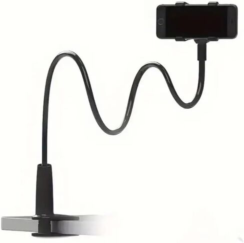 Adjustable Phone & Tablet Stand – 28.34" Flexible Arm, 360° Rotating Double Clamp Holder – Desktop & Bedside Stand for Live Streaming, TV, and Lazy Usage – Universal Tablet Bracket in Kuwait
