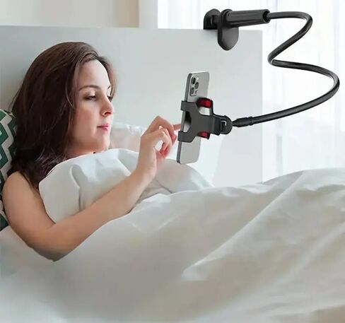 Adjustable Phone & Tablet Stand – 28.34" Flexible Arm, 360° Rotating Double Clamp Holder – Desktop & Bedside Stand for Live Streaming, TV, and Lazy Usage – Universal Tablet Bracket in Kuwait