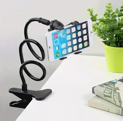 Adjustable Phone & Tablet Stand – 28.34" Flexible Arm, 360° Rotating Double Clamp Holder – Desktop & Bedside Stand for Live Streaming, TV, and Lazy Usage – Universal Tablet Bracket in Kuwait