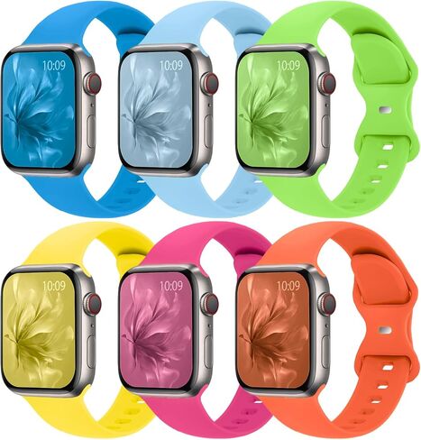 (حزمة 6) نطاقات رياضية متوافقة مع Apple Watch Band 38mm 40mm 41mm 42mm 44mm 45mm 46mm 49mm Silicone Iwatch Band Ultra 2/Ultra SE Series 10 9 8 7 6 5 4 3 2 1 نساء الرجال in Saudi Arabia