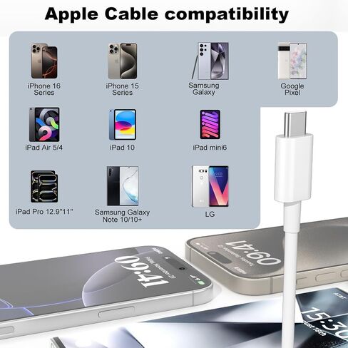 كابل CarPlay 3ft+6ft لأجهزة iPhone 15/16 ، 15 Pro Max/15 Plus ، هاتف Samsung Color in Saudi Arabia
