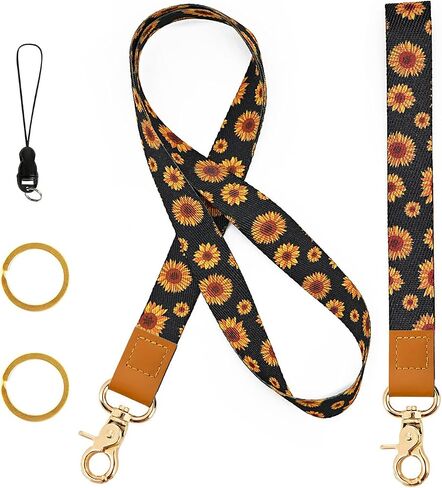 Cool Leopard Wristlet Keychain, Wrist Lanyard Key Chain For Women Men Car Keys Id Holder Card Phone Wallet Camera in Saudi Arabia