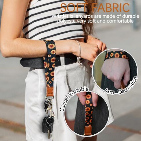 Cool Leopard Wristlet Keychain, Wrist Lanyard Key Chain For Women Men Car Keys Id Holder Card Phone Wallet Camera in Saudi Arabia