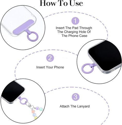 4 Pcs Phone Tether Tab, Universal Phone Lanyard Pads, Phone Strap Pad with Metal Spring Rings Connector Phone Strap in Saudi Arabia