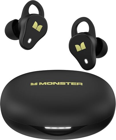 Monster N-Lite 210 Lo-Lite سماعات الأذن ، بوتوث 5.4 سماعات استريو داخل الأذن ، ميكروفون مدمج للمكالمة الواضحة الكريستالية ، وقت اللعب 32 ساعة ، شحن النوع C ، براعم الأذن المقاومة للماء للرياضة ، الأسود ، الأسود in Kuwait