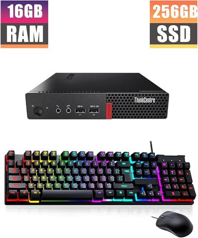 Lenovo ThinkCentre M910Q Tiny Desktop Computer Mini PC ، 21.5 "شاشة FHD ، مكبرات صوت RGB ، Core I5-6500 3.2 جيجا هرتز حتى 3.6 جيجا هرتز ، وذاكرة الوصول العشوائي DDR4 16 جيجا بايت ، 256 جيجا بايت SSD ، لوحة المفاتيح والفأر ، Windows 10 Pro (متجدد) in Saudi Arabia
