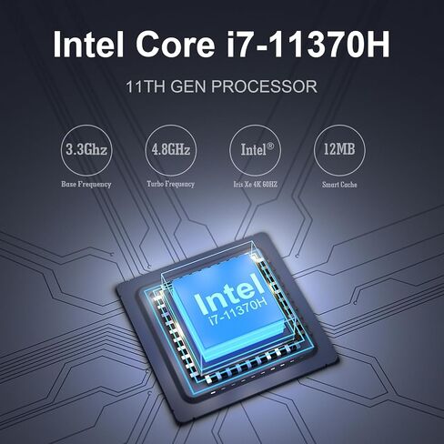 Mini Gaming PC NT17 Intel Core I7 11370H (4C/8T ، Turbo 4.8GHz) ، 16 جيجا بايت RAM 512GB SSD مع بطاقة رسومات MX450 (2G) Micro Small Desktop PC ، Dual HDMI Support 4K WIFI6/Home/Home/Minipc in Saudi Arabia