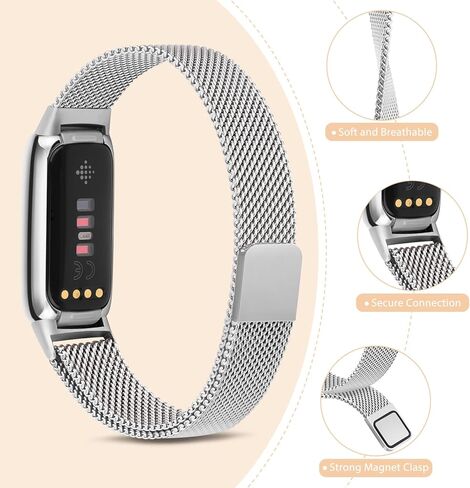 Metal Band for Fitbit Luxe Bands Women Men, Stainless Steel Adjustable Straps Replacement Bands for Fitbit Luxe/Luxe Special Edition Fitness Tracker in Kuwait