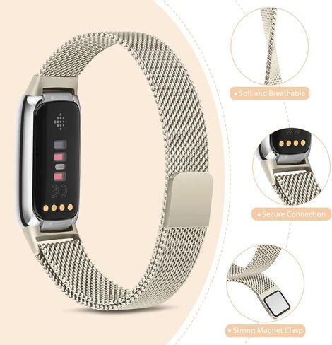 Metal Band for Fitbit Luxe Bands Women Men, Stainless Steel Adjustable Straps Replacement Bands for Fitbit Luxe/Luxe Special Edition Fitness Tracker in Kuwait