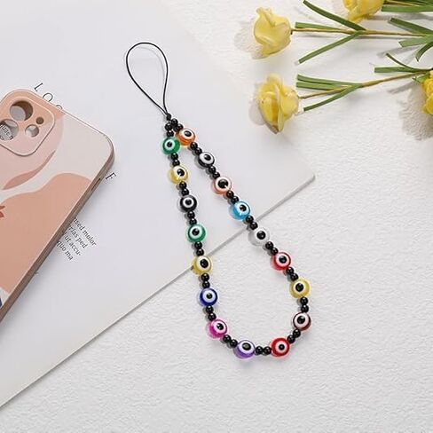 y2k ملون عين العين الطبيعية الأحجار الكريستال الكريستال سحر الهاتف المحبز حزام معصم الحبل in Kuwait