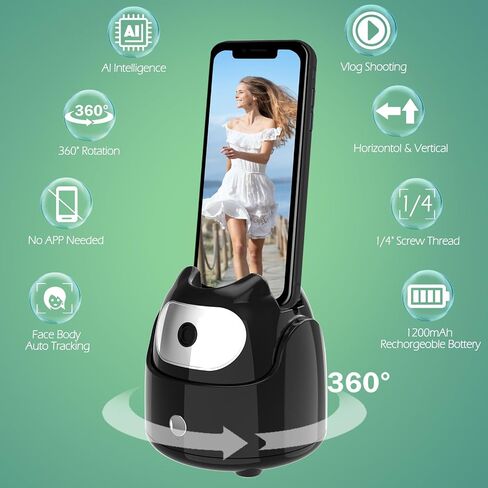 Auto Face Tracking Tripod 360 ° Rotation,Smart Face Motion Tracking Tripod,Selfie Cell Phone Holder Camera Stand,No App Required, for Tiktok, Video Recording Vlog,Live Streaming, YouTube in Saudi Arabia
