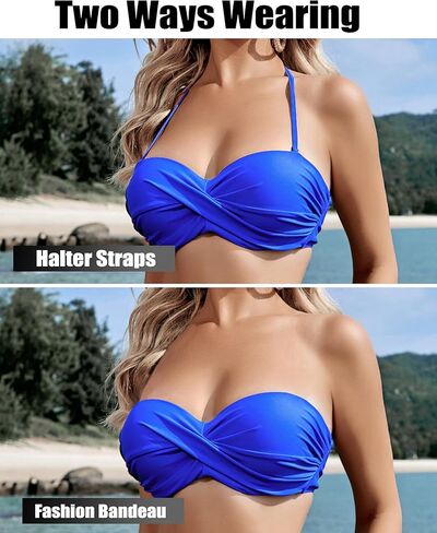 XUNYU المرأة عالية الخصر بيكيني مجموعات 2 قطعة Ruched ملابس السباحة رفع العصابة ثوب السباحة مع الرباط السباحة التنانير in Kuwait