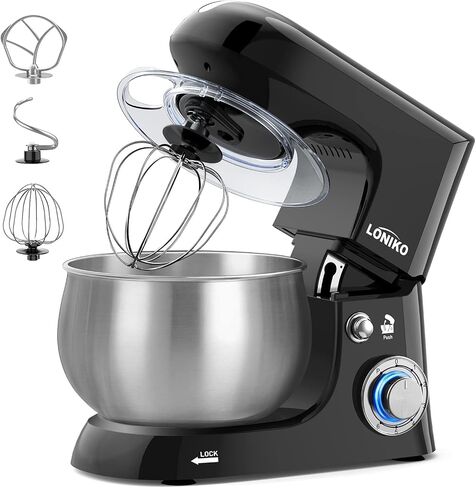 خلاط الوقوف ، 6.5-QT 6 سرعات ، خلاطات الطعام ، المطبخ ، المطبخ الخلاط الكهربائي ، وخلاطات الحامل المنزلية مع خطاف العجين ، وضرب مسطح ، وخلاط الخبز مع وعاء من الفولاذ المقاوم للصدأ (أسود) in Saudi Arabia