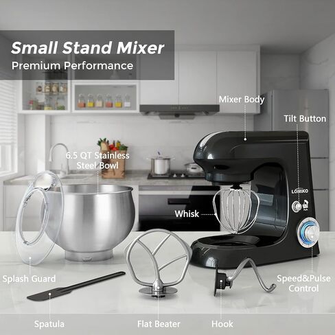 خلاط الوقوف ، 6.5-QT 6 سرعات ، خلاطات الطعام ، المطبخ ، المطبخ الخلاط الكهربائي ، وخلاطات الحامل المنزلية مع خطاف العجين ، وضرب مسطح ، وخلاط الخبز مع وعاء من الفولاذ المقاوم للصدأ (أسود) in Saudi Arabia