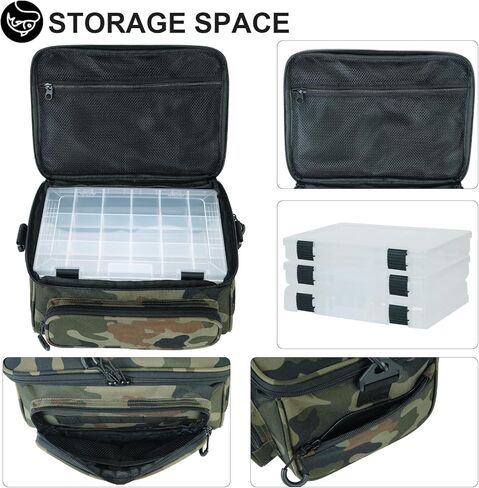 صيد الأسماك معالجة أكياس مقاومة لتخزين معدات الصيد للمياه المالحة أو حزام الكتف القابل للإزالة مع 3 صواني معالجة للتمويه في الهواء الطلق in Kuwait