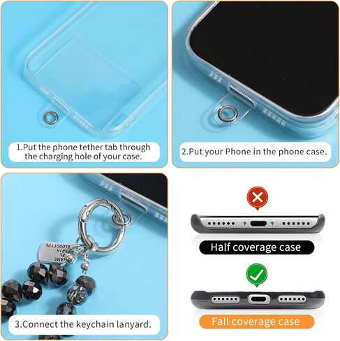 Crystal Phone Wrist Strap, Beaded Phone Charm with Tether Tab, Sparkling Phone Chain Wristlet Cellphone Lanyard Chain in Saudi Arabia