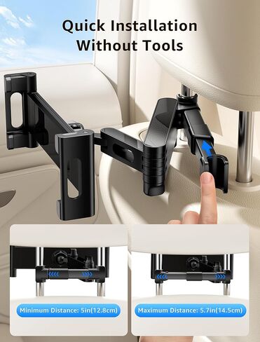 حامل الكمبيوتر اللوحي للسيارة ، مسند رأس السيارة جبل 360 درجة مدونة مقعد المقعد الخلفي القابل للتعديل حامل قرص عالمي للسيارة لمدة 5.5-18.4 بوصة لوحي/iPad/هواتف (أسود) in Kuwait