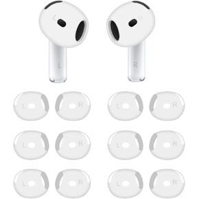 ALXCD Fit in Case Buds Cover Compatible with AirPods 4 Earbuds 4th Gen, 6 Pairs Silicone Earbuds Replacement Covers Fit in Charging Case, Compatible with AirPods 4 6 Pairs White