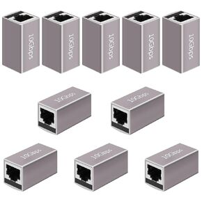 RJ45 Coupler 10Gbps, Aluminum Alloy RJ45 Ethernet Female to Female Adapter 10 Pack,Cat8/Cat7/Cat6a/CAT6/CAT5e/ Cat5 Ethernet Cable Extender Adapter, 328ft LAN Connector in Line Coupler