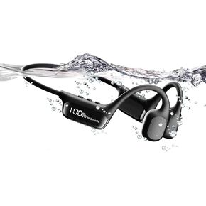 Waterproof Bluetooth Earphones, Bone Conduction Wireless Earphones, Built-in MIC, 15H Playtime, 32GB Memory, Sports Open Ear Headphones for Running, Cycling, Swimming