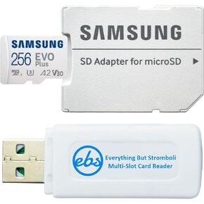 Samsung MicroSD EVO Plus 256GB Memory Card for Drones Compatible with Mavic 3 Pro, Air 3s, Mavic Pro Platinum, Action 5 Pro (MB-MC256) Bundle with 1 Everything But Stromboli SD & MicroSD Card Reader