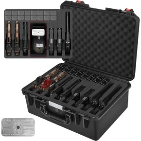 TSA Gun Pistol Case for 8 Handguns - يحمل 8 مجلة مسدس و 27 مجلة ، وقضية حمل مقاومة للماء مسبقًا للمسدسات المتعددة ، وصندوق التخزين المناسب لبيريتا ، وسميث وويسون ، من أجل Glock ، من أجل Revolver