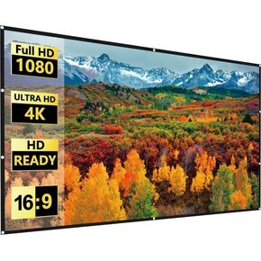 100 inches Projector Screen, 16:9 Anti-Crease Foldable Projector Screen for Home Theater, Washable Projection Screen for Outdoor