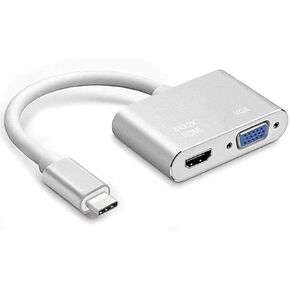 USB C to HDMI VGA Adapter,USB Type C to VGA HDMI Adapter Thunderbolt 3/4 VGA Adapter for MacBook Pro, iPhone 16 15 Pro Max, Samsung Galaxy S24 S23, etc