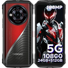 DOOGEE S118 Pro (2025) Rugged Smartphone 5G,10800mAh(33W) 24GB+512GB/2TB Rugged Phone,DDR5,108MP+20MP Night Vision,6.6''FHD+120Hz Rugged Unlocked Cell Phone,Dual SIM/Dual Unlock/NFC/GPS/OTG/WiFi 6