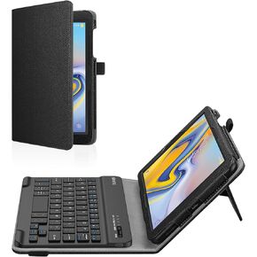 Fintie Folio Keyboard Case for Samsung Galaxy Tab A 8.0 2018 Model SM-T387, Premium PU Leather Stand Cover with Removable Wireless Bluetooth Keyboard, Black