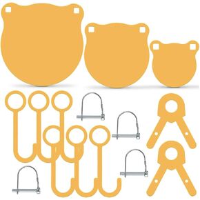Ar500 Steel Shooting Targets 3/8" Gong Targets Hanging Kit - Laser Cut Including 3 Pcs 4"/6"/8" 6 Pcs Hanging Hooks 4 Pcs Lock Pins 2 Pcs Leg Brackets Yellow (Yellow-Circular-kit)