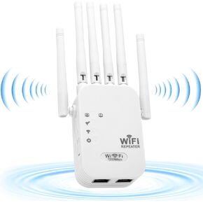 WiFi Extender Signal Booster,WiFi Booster with 1200Mbps Dual Band WiFi Extenders Signal Booster for Home,WiFi Repeater with Ethernet Port Covers up to 10000sq. ft and 55+ Devices