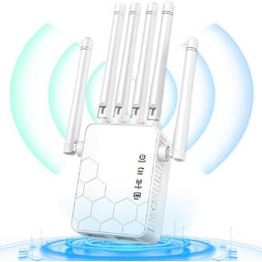 2025 New WiFi Extender/Repeater Signal Booster, WiFi Repeater with Ethernet Port, 6 Antennas 360° Full Coverage 11800 Square Feet for 35+ Devices Home WiFi Repeater Extender, One-Click Settings